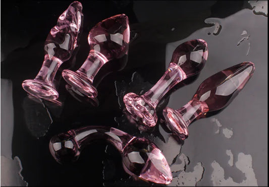 Crystal Anal Plug and Glass Dildo for Couples