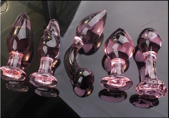 Crystal Anal Plug and Glass Dildo for Couples